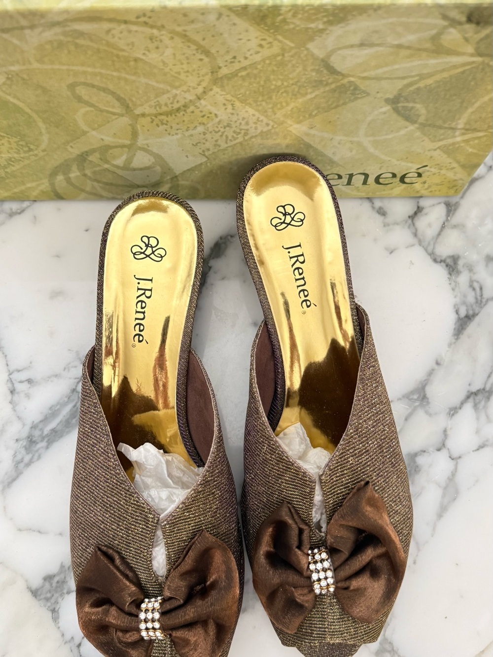 J.Renee Two-Tone Glitter Peep-Toe Mules - Picture 6 of 6